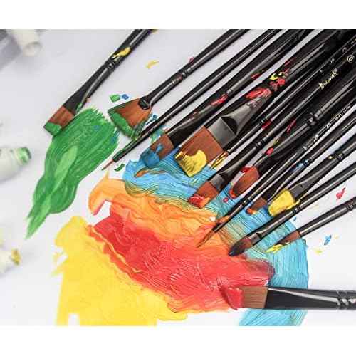 Paint Brushes Set, 14 PCS Artist Brush for Acrylic Oil Watercolor Gouache Artist Professional Painting Kits with Synthetic Nylon Tips