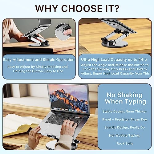 MYBAT PRO Laptop Stand for Desk, Adjustable Computer Stand with 360¡Æ Rotating Base, Ergonomic Laptop Riser for Collaborative Work, Foldable Laptop Stand, fits for All 10-17.3" Laptops