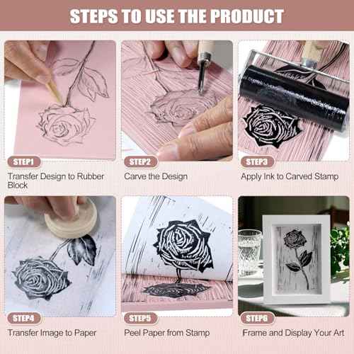 Linoleum Blocks for Printmaking Supplies - 6PCS 4¡±x6¡±Rubber Linocut Block Printing Kit for Stamp Carving, Soft Relief Printing Linoleum for DIY Crafts & Art Projects