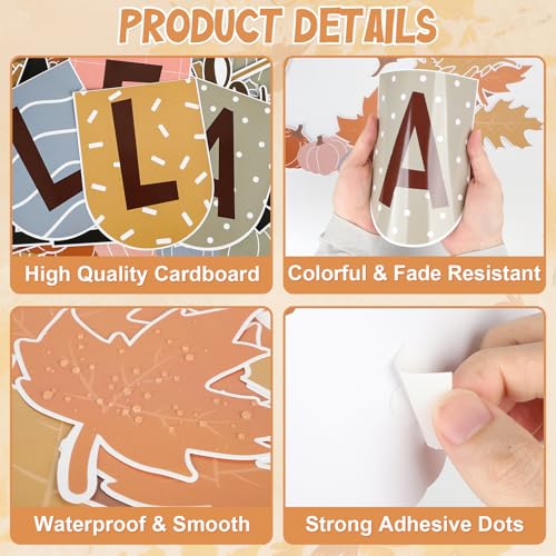 Orange 43pcs Fall Classroom Bulletin Board Decorations Set Autumn Boho with Maple Leaves Pumpkin