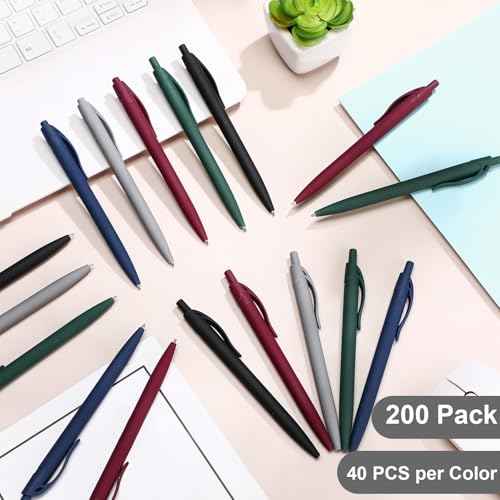 200 Pack Black Pens Bulk Retractable No Bleed Click Black Ink Smooth Writing Ballpoint Pens for School Office Supplies, 1.0mm