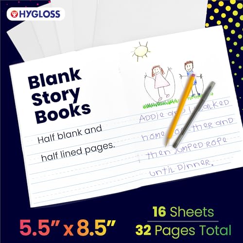 Hygloss Kids Half-Blank Drawing & Writing Notebooks 6 Pack, 5.5 x 8.5 Inches