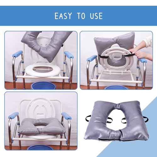 Bedside Commode Soft Cushion for Seniors, Thick Pad PU Cover with Fixing Straps for Commode Chair, Washable Toilet Seat Cushion Warmer for Elderly Adults