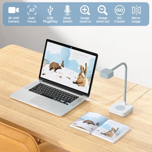 8MP USB Document Camera with 9X Zoom & Built-in Webcam for Classroom & Remote Teaching