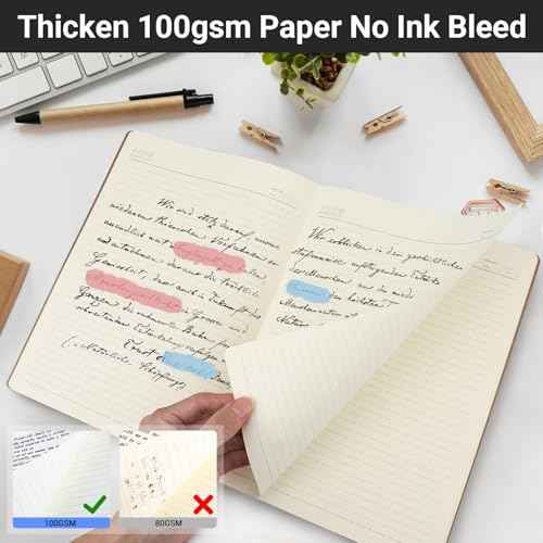 EUSOAR Journal Notebook, 12 Pack A4 11" x 8-1/2", 40 Sheets/ 80 Pages, 100gsm Thick Paper, Kraft Notebooks College Ruled, Line Travelers Journals Bulk Softcover, for Diary Writing Work Office