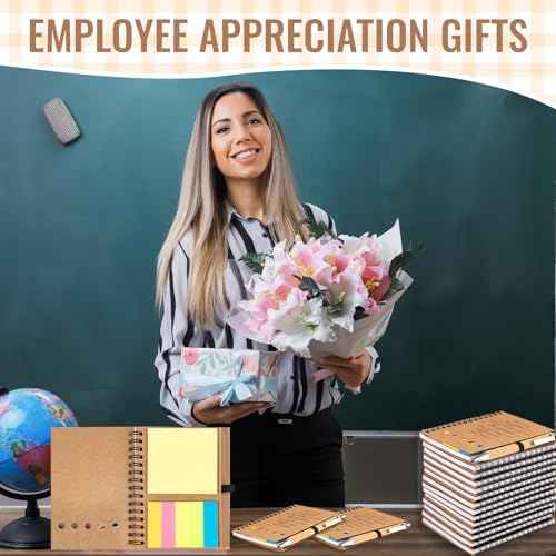 30 Sets Employee Appreciation Gifts Bulk Inspirational Spiral Notebook Journal with Sticky Notes Bamboo Pens Christmas Gifts for Employees Coworker Team Nurse Teacher Office Staff Xmas Thank You Gifts