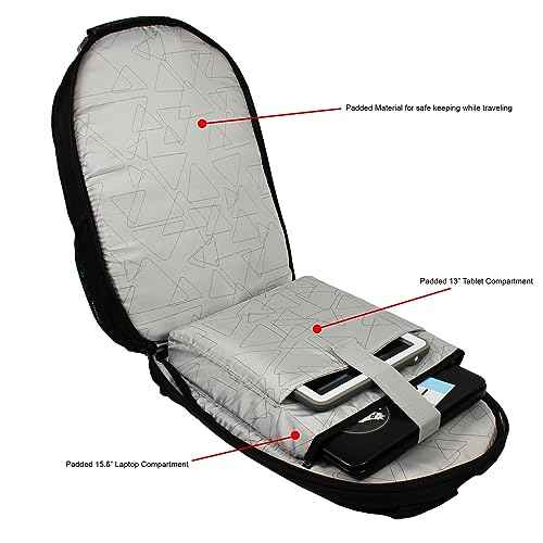 Dejuno Commuter Backpack Checkpoint-friendly 15.6" Laptop Pocket - Black Laptop Backpack, Black