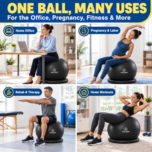 ProBody Pilates Yoga Ball Chair for Office 23-26 in (58-65 cm) with Base