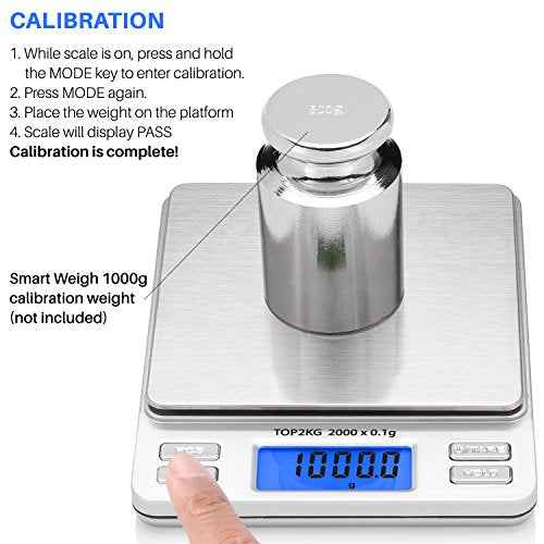 Smart Weigh Digital Pro Pocket Scale 2000g x 0.1 Grams Precise Weighing Professional Weight Food Ounces & Grams Mini Kitchen Jewelry Portable Herb Pocket Scale, Hold and Counting Function Back-Lit LCD