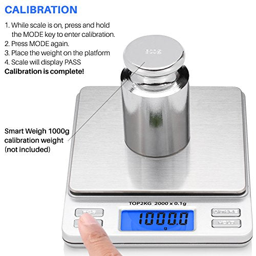 Smart Weigh Gold & Jewelry Scale 2000g x 0.1g, Pocket Digital Scale with Backlit LCD - Variation 1 / 2000 Grams