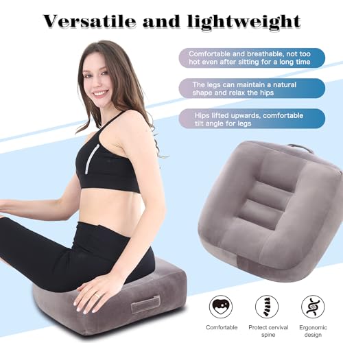 Extra Large Seat Cushion, Thick Chair Cushion Booster for Office Chair, to Rise Height, Velvet Cover with Handle and Anti-Slip Bottom, PP Cotton Filling, Coccyx Pain Relief (Grey, X Large)