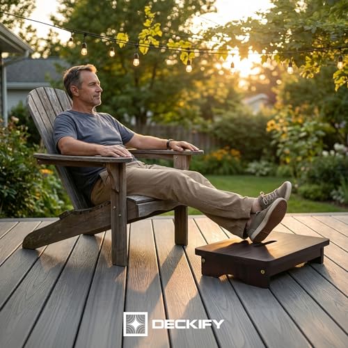 Deckify Small Acacia Step Stool for Adults 3.5 Inch Non-Slip Rich Walnut