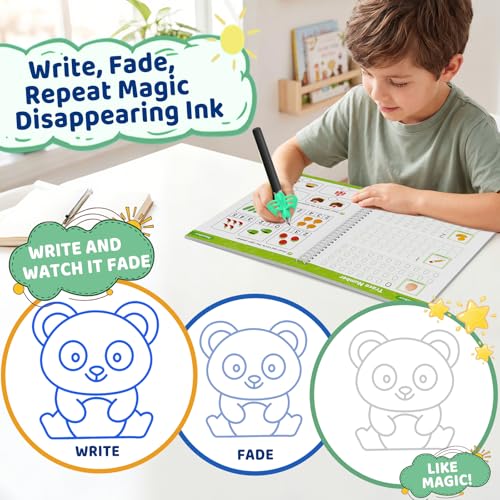Loshuer 6-Pack Kids Reusable Grooved Writing Practice Books for Ages 3-8