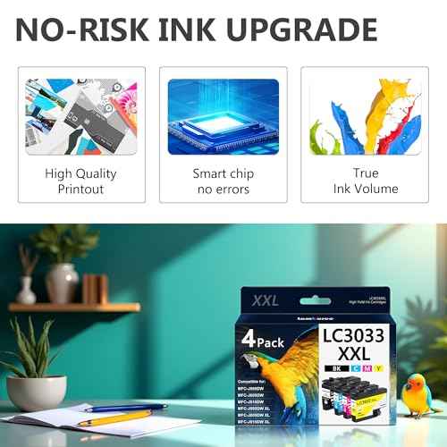 LC3033XXL Ink Cartridges with Super High-Yield Replacement for Brother LC3033 Work with MFC-J995DW MFC-J805DW MFC-J815DW Printers (4 Pack)
