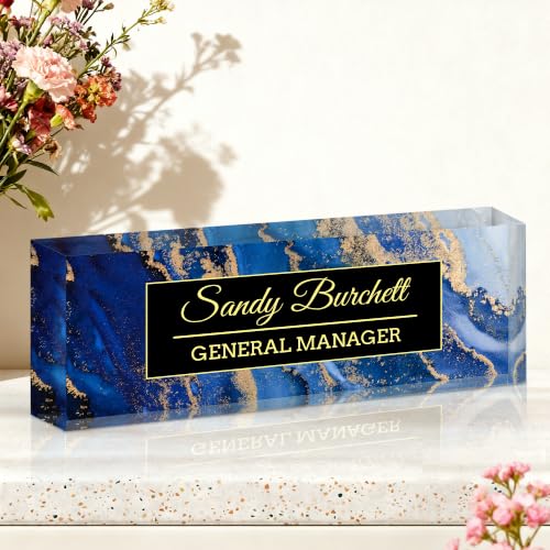 Blue Coast Personalized Desk Name Plate - Custom Office Name Tag, Made in USA