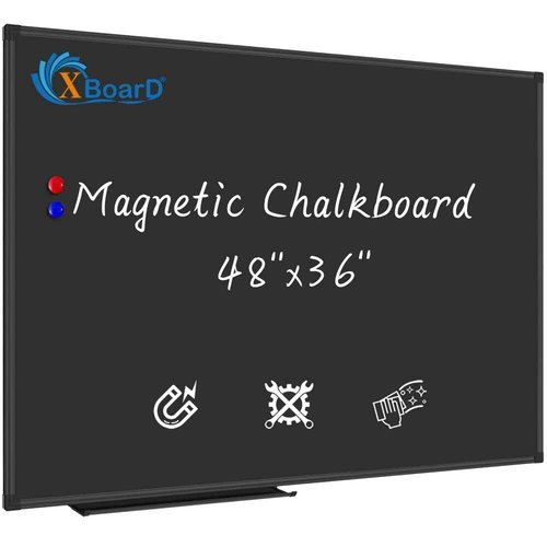 XBoard Magnetic Chalkboard Blackboard 48 x 36, Chalk Board/Black Board with 2 Magnets, Black Aluminium Frame