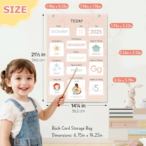 All About Today Calendar & Weather Pocket Chart for Kids, Preschool & Homeschool Learning Center
