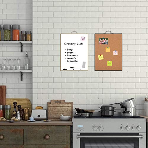 TSJ OFFICE Small Whiteboard & Corkboard Combo Set 24x16 Inch Wall Mount with Markers & Pins