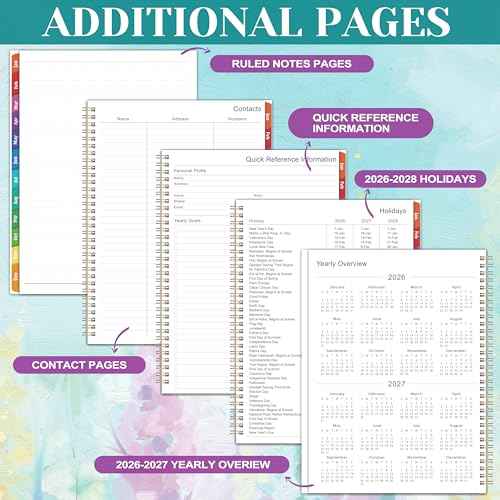 2026 Planner - 2026 Planner Weekly and Monthly, Planner 2026, Jan 2026 - Dec 2026, 9" x 11", Calendar Planner 2026 with Colourful Tabs & Pocket, Flexible Cover, Twin-Wire Binding- Oil Painting