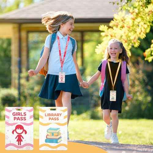 BESARME 10 Set Hall Passes for Classrooms Hall Pass Lanyards Colorful Unbreakable School Passes for Hall Restroom Library Nurse Boy Girl Office School Classroom Supplies