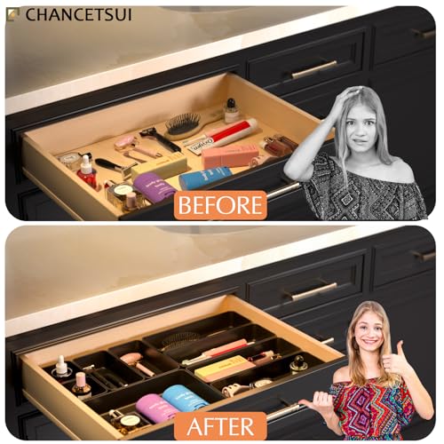 Black 9-Piece Stackable Drawer Organizer Set for Desk & Home Storage
