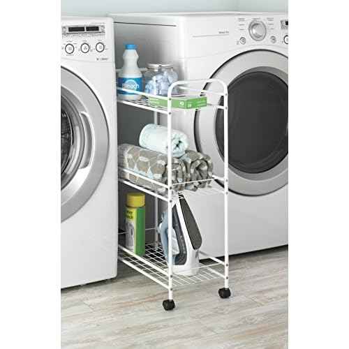 Whitmor Slim Rolling Household Cart - White 30.50 x 9.25 x 20.75