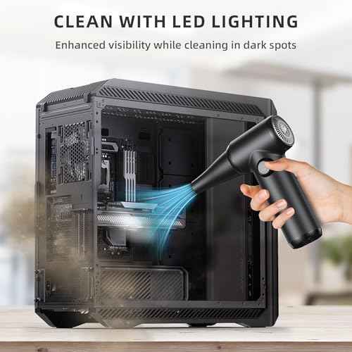 DOROBEEN Compressed Air Duster, PC Keyboard Cleaner, Replace Compressed Air Can, Electric Air Duster with Brushless DC Motor, Stepless Knob