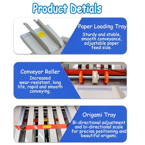Banfluxion Digital Paper Folding Machine 110V - Automatic Desktop Document Folder with 4 Trays, Adjustable Speed, Manual & Auto Feed