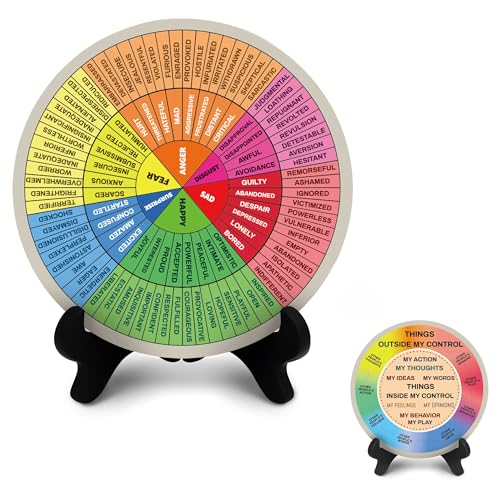 Ainrvteers Double-Sided Emotion Wheel with Stand - Therapy Office Decor (ML)