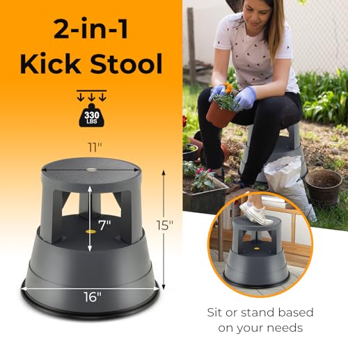 Nightcore Rolling Step Stool Kick Stool Ladder w/Non-Slip Platform Retractable Swivel Casters Firm Rubber Base, Home Appliance Mobile Scooter for Upper Cabinets High Closet, 330 LBS Weight Capacity