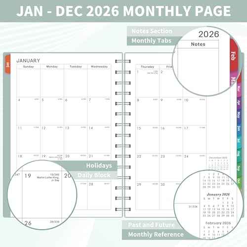 2026 Planner - 2026 Planner Weekly and Monthly from Jan. 2026 - Dec. 2026, Calendar Planner 2026 with Monthly Tabs, Inner Pocket, 8.5" x 6.4"