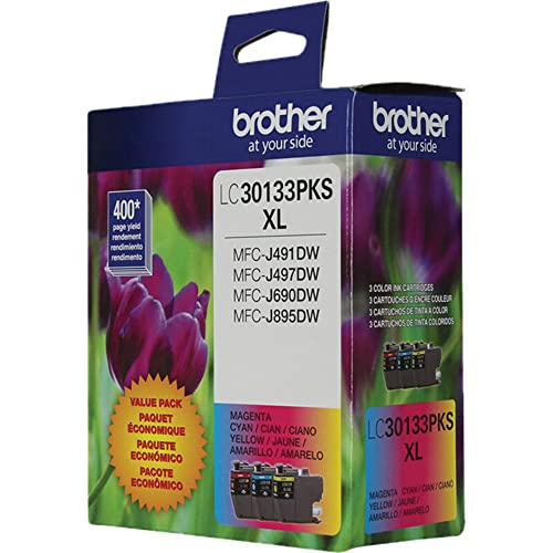Brother High-Yield Color Ink Cartridges LC3013 3-Pack Cyan Magenta Yellow for MFC-J Series