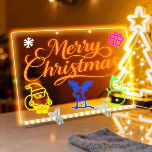 Lumiboard Led Drawing Board,Glowing Acrylic Dry Erase Board with Light,Led Drawing Board for Kids,Halloween Gifts for Kids,4 Modes & 7 Colors& 7 Markers(13.8 * 9.8 Inches)