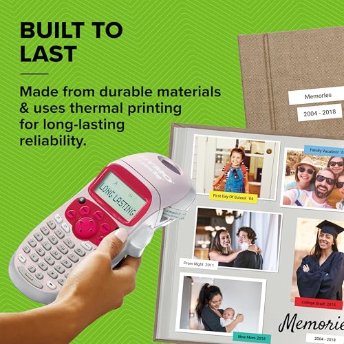 DYMO LetraTag LT-100H Handheld Aesthetic Label Maker | ABC Keyboard Label Printer with Easy-to-Use, 13 Character LCD Screen | Great for Home & Office Organization | Pink (New)