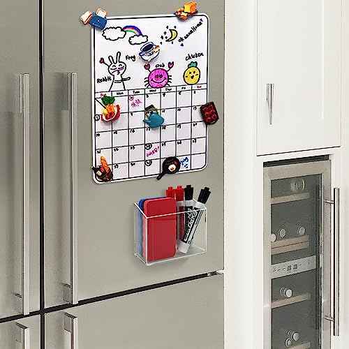 Magnetic Glass Whiteboard Pen Holder - Magnetic Dry Erase Marker Holder for Fridge, Whiteboard, Office, Home, 1 Pack
