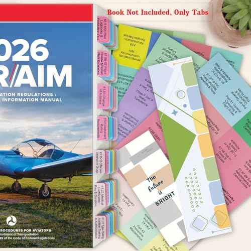 FAR/AIM 2026 Index Tabs for Private Pilot (with No Book), 80 PCS Color-Coded & Laminated Tabs, with Alignment Guide & Bookmark, Tear-Resistant and Waterproof