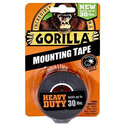 Gorilla Heavy Duty Double Sided Mounting Tape, 1" x 60", Black, (Pack of 5)
