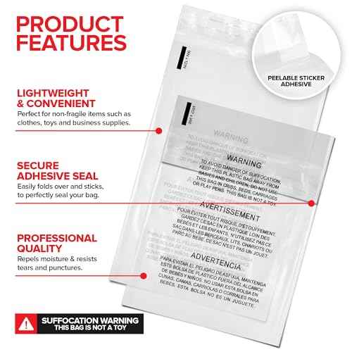 9¡± x 12¡± Self-Sealing Clear Poly Bags (1000 Pack), Packing Envelopes with Suffocation Warning for Shipping & Mailing Clothing and Toys, Small Business Supplies