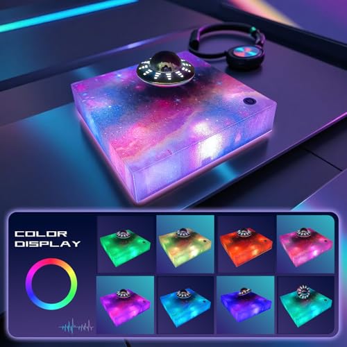 Magnetic Levitating UFO Lamp, Floating 360¡ÆRotating RGB Galaxy Light Display, Cool Gadgets Desk Decor for Office Home Esports Room, Amazing Gift for Men Girls and Kids