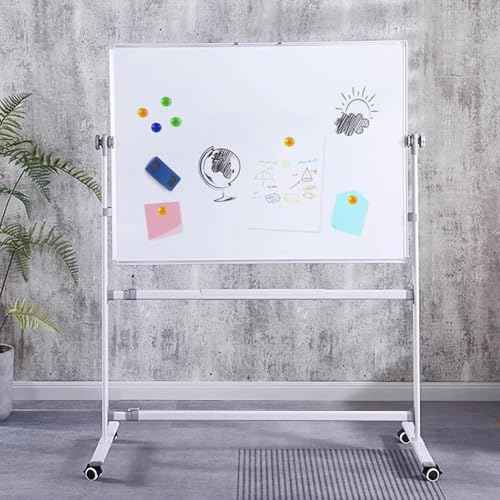 Double-Sided Mobile Music Staff Whiteboard - 90x120cm Magnetic Dry Erase Board on Rolling Stand | Portable 5-Line Notation Board for Classrooms, Studios, Home