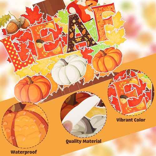 Fall Tree Classroom Bulletin Board Decorations Pumpkin Maple Leaves Bulletin Board Cutouts Be Leaf in Yourself Paper Cutout with Glue Points for Classroom School Chalkboard Home Wall Decor, 94 Pcs