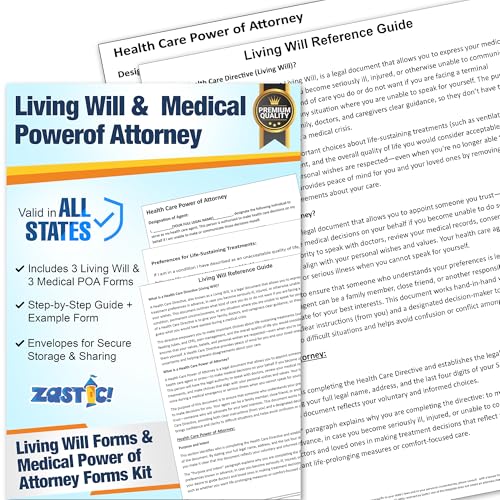Zastic Living Will & Medical Power of Attorney Kit – Complete Legal Package for Adults