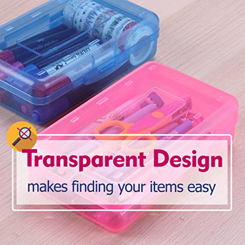 Mr. Pen 2 Pack Large Plastic Pencil Cases Pink & Blue, Pen & Marker Organizer