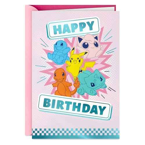 Hallmark Pok?mon Birthday Card for Kid (A Champion's Heart) Charmander, Squirtle, Pikachu