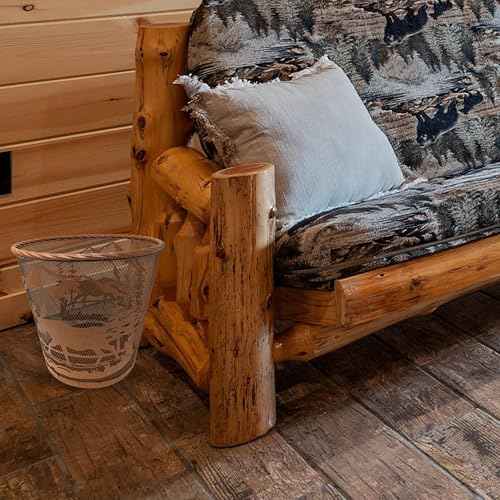 Rustic Mountain Forest Moose Metal Wastebasket ? Brown Mesh Trash Bin with Wildlife Design for Lodge, Cabin, or Nature-Themed D?cor