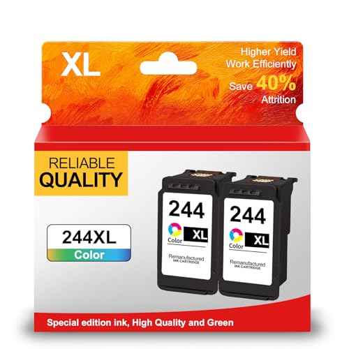 244XL Color Ink Cartridge Remanufactured for Canon 244XL CL-244XL Combo Pack Work for TR4520 MG2522 TS3322 TR4522 TS3122 MX490 MX492 MG2922 Printer (2 Color) High Yield