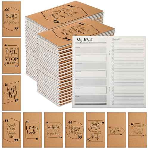 Yeaqee 50 Pcs Employee Appreciation Gifts Undated Weekly Pocket Planners Bulk to Do List Inspirational Habit Track Notebooks for Christmas Boss Case Management Nurse Volunteer(?encouraging)