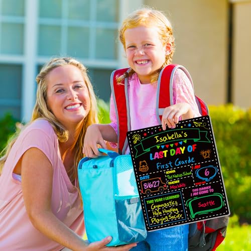 Melisheer First and Last Day of School Chalkboard Sign for Kids, Double-Sided Reusable Classroom Board