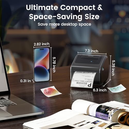 Omezizy Grey Bluetooth Shipping Label Printer with Built-in Label Bin - 1 Unit