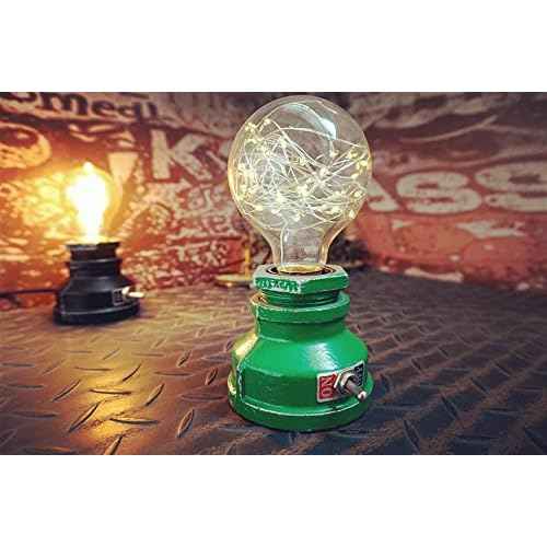 Loft Style Lamp, Corporal Green Steampunk Industrial Vintage Style, Water Pipe Table Desk Light with Dimmer, Aged Rustic Metal (Green) Replace The Bulb with dimmable Bulbs only